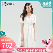 Roem2019夏季新款女士潮流时尚V领修身连衣裙RCOW92610M