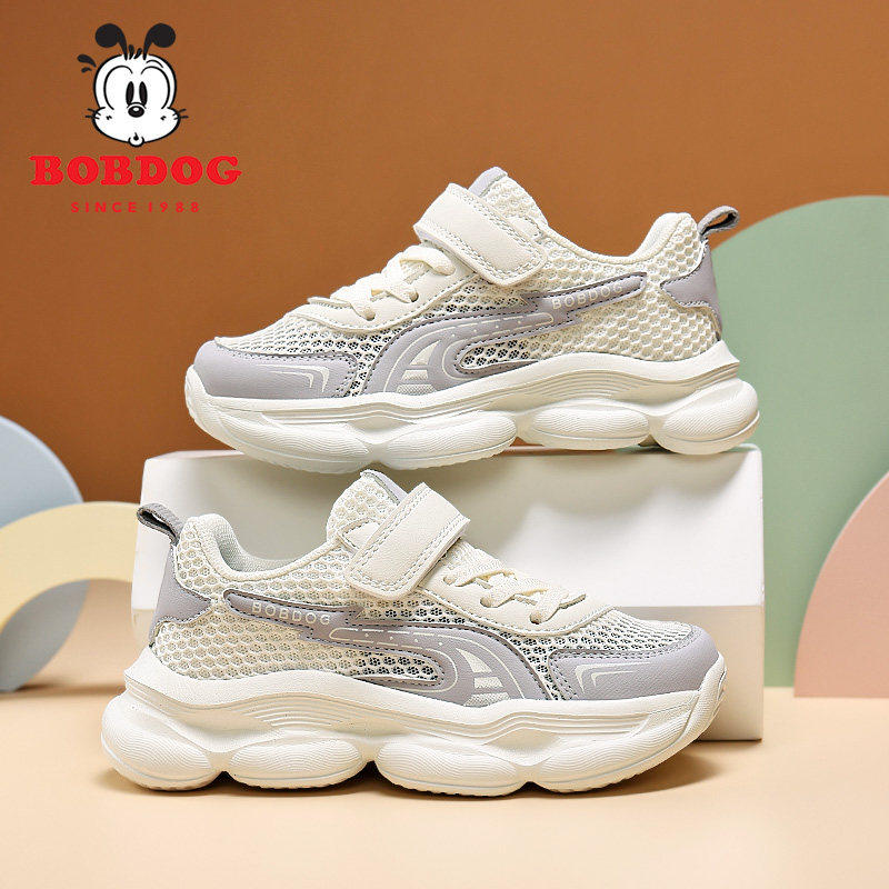 巴布豆女童网鞋夏季2026新款透气网面儿童运动鞋单网镂空男童鞋子