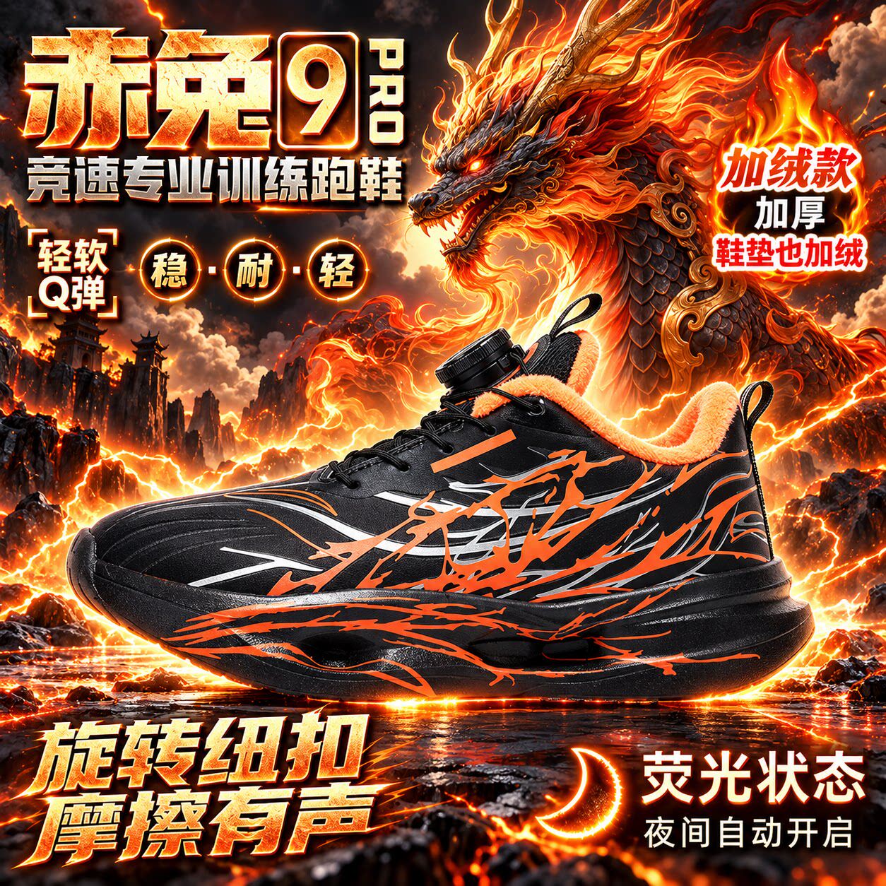 加菲猫儿童轻便跑步鞋秋冬款学生旋转纽扣免系带竞速二棉运动鞋