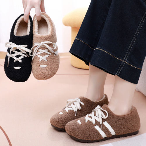 复古毛毛鞋女外穿新款加绒豆豆鞋