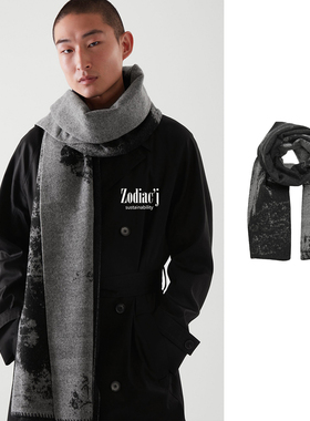 COS合作款 男女同款风景画提花羊毛羊绒加厚款围巾秋冬新款