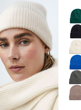Other Stories 全新女式针织100%山羊绒小头围翻边冷帽2025秋冬