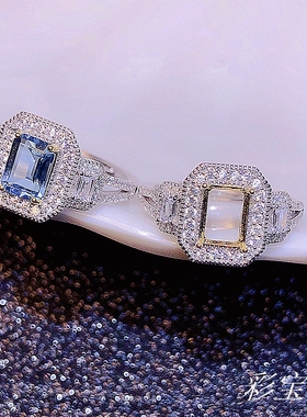 镶嵌宝石可调节开口戒指