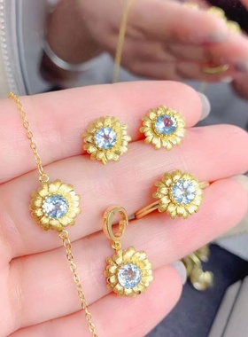 经典拉丝小雏菊吊坠/戒指/耳钉/手链空托圆5*5mm s925银镀18K金