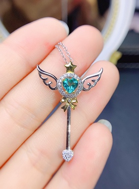 吊坠空托天使法杖款心形吊坠