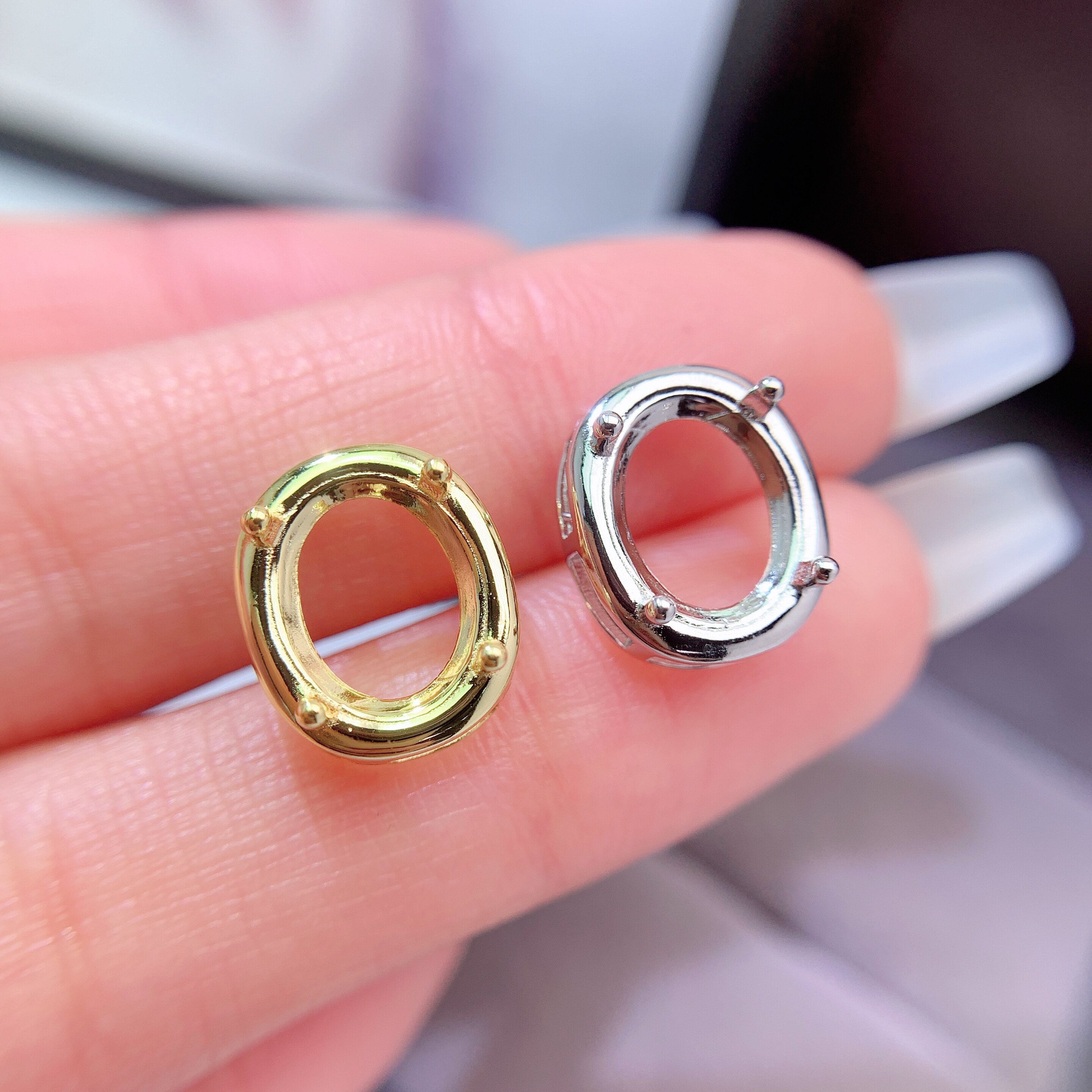 s925银饰吊坠空托椭圆形8*10mm时尚简约网红潮流挂坠托镶彩宝水晶,饰品/流行首饰/时尚饰品新,项坠/吊坠,淘宝优惠券,粉丝福利购,淘宝优惠卷