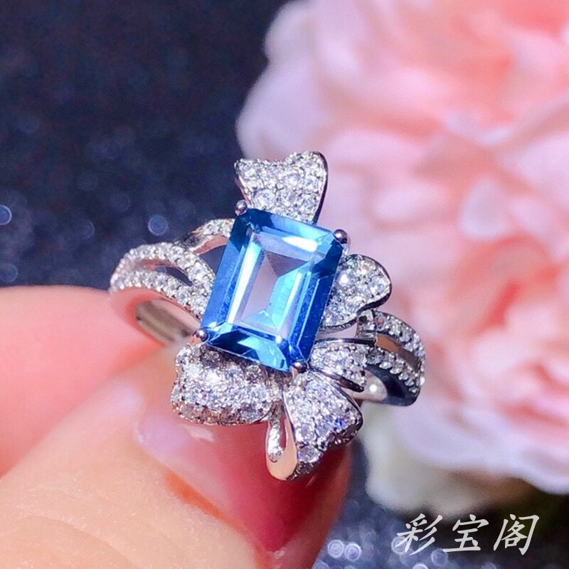s925纯银戒指空托活口倒角6*8mm
