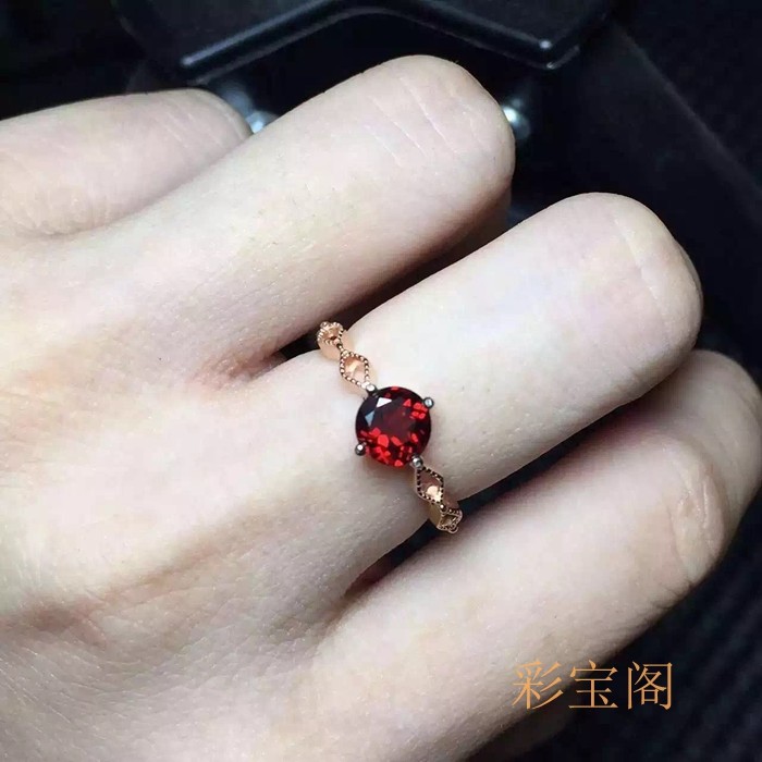diy时尚风翡翠石榴石银戒指
