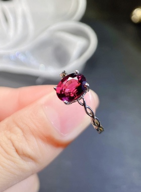 s925银饰戒指空托麻花简约百搭椭圆4*65*76*87*98*10mm镶镁铝榴石