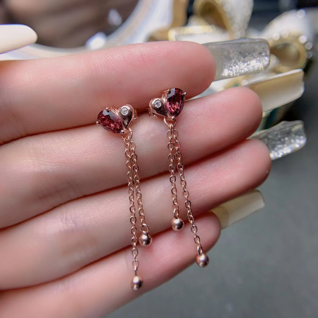 s925银镀金耳钉空托时尚长款镶嵌水滴4*6mm  diy手工耳钉托