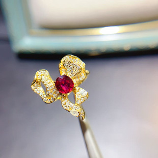 s925银饰空托椭圆形5*6mm戒指女镶嵌空托时尚百搭活口戒指卢比莱