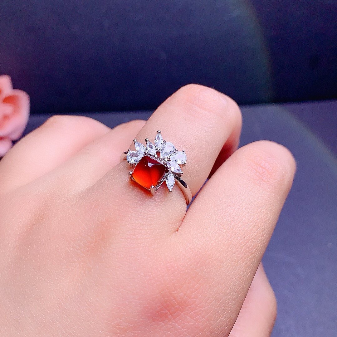 s925银饰戒指空托方形7*7mm时尚轻奢气质小众活口可调节大小女
