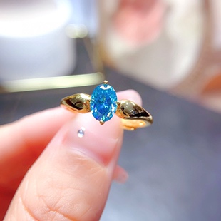 s925银饰戒指空托椭圆形4*6mm欧美简约百搭男女款镶风信子莫桑钻