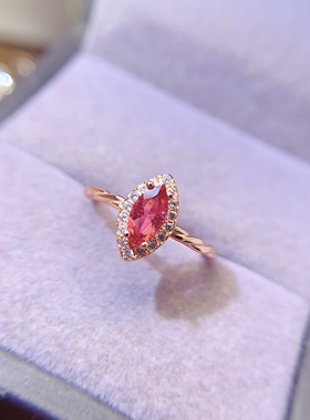 通体s925银戒指空托女时尚百搭气质镶彩宝马眼形4*8mm活口戒托女