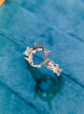 s925银饰戒指空托椭圆形8*10mm简单时尚精致女款戒指托日韩潮气