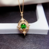 网红s925银饰吊坠空托圆形5 5气质高雅宫廷吊坠托项链坠镶透辉石