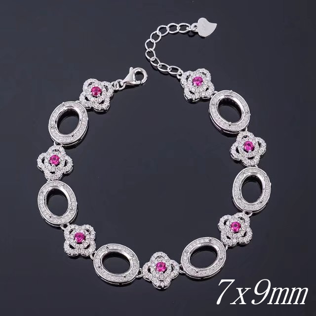 银手链空托时尚豪华椭圆代镶嵌