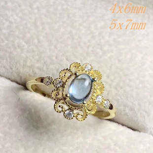 s925银新款时尚戒托4x6 5x7mm椭圆空托 代镶嵌翡翠托帕石 直销