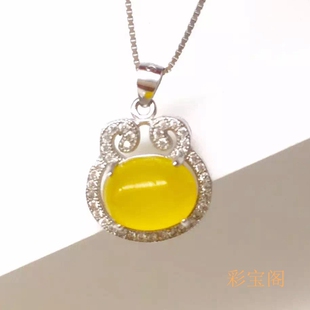s925银镀金饰品时尚小长寿锁吊坠空托椭圆8x10mm10x12吊坠托