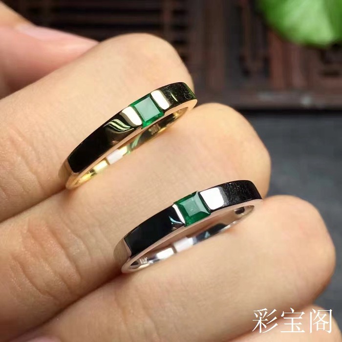 s925银戒指空托3x3来石镶嵌红宝