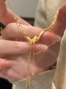 奢华千金风蝴蝶流苏锁骨链项链女