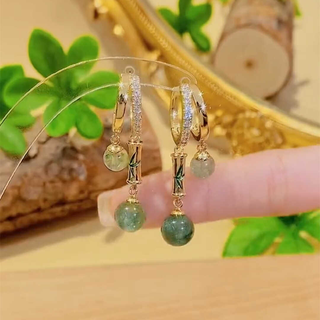 设计感网红翠绿色防过敏耳饰百搭