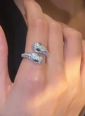 锆石灵蛇开口戒指女欧美时尚