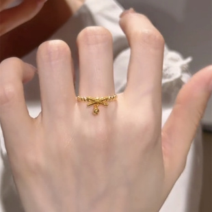 甜美小众交叉水滴开口指环戒指女设计感素款气质配饰2025新款潮