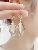 菱形猫眼石耳环女经典 网红百搭耳饰925银针防过敏耳坠高端大气潮