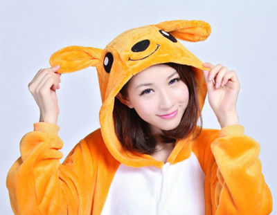 袋鼠动物法兰绒如厕版连体睡衣