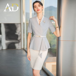 套裙时尚 AD礼仪职业装 正装 短袖 气质工服 女美容师工作服夏季
