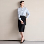 气质优雅高级感职业装 蓝色衬衫 新款 裙春夏季 白领通勤百搭衬衣 套装