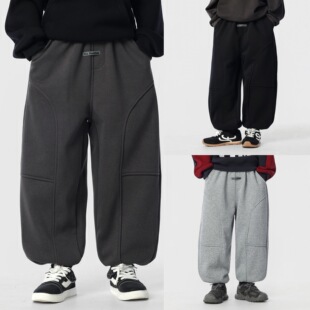 男童加绒卫裤2025冬季新款韩版儿童运动裤宽松中小童束脚长裤子潮