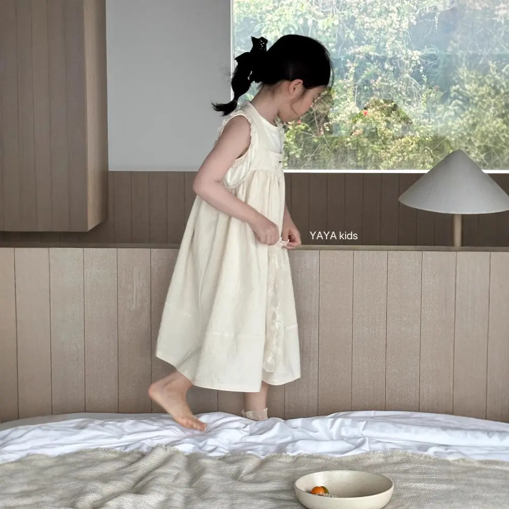 韩国童装2025夏季新款女童高级感气质宽松背带裙儿童森系吊带长裙