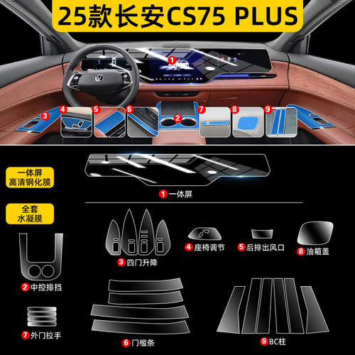 25款长安四代CS75plus内饰保护屏幕钢化膜第四代中控贴膜配件用品