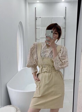 ZOZOZ19秋新款清新复古个性洋气减龄收腰显瘦韩森系背带裙网红女