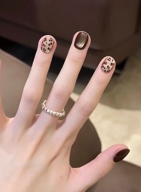 【小豹纹】玻璃珠猫眼纯手工穿戴甲定制甲美甲贴片10片装A169