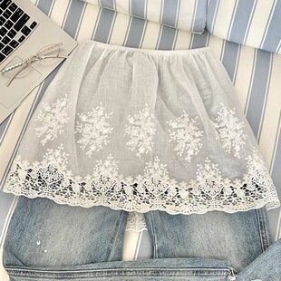 屁联秋冬新款 屁帘重工刺绣半身裙短裙叠穿蕾丝屁帘百搭气质裙子