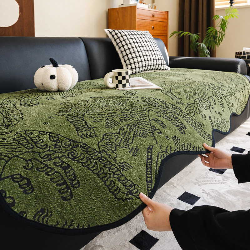 中古风沙发垫异形不规则设计防滑直排2025新款一片式高级感盖布巾