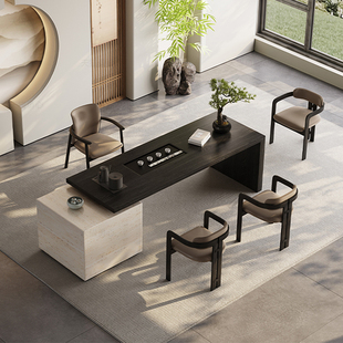 勇心茶桌椅组合高定轻奢办公室冲泡一体会客接待桌椅茶台茶几