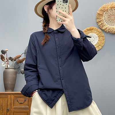 加厚夹棉上衣女休闲长袖衬衫宽松