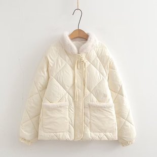 冬季新款少女学院风加厚外套2024冬季初高中学生中式短款羽绒棉服