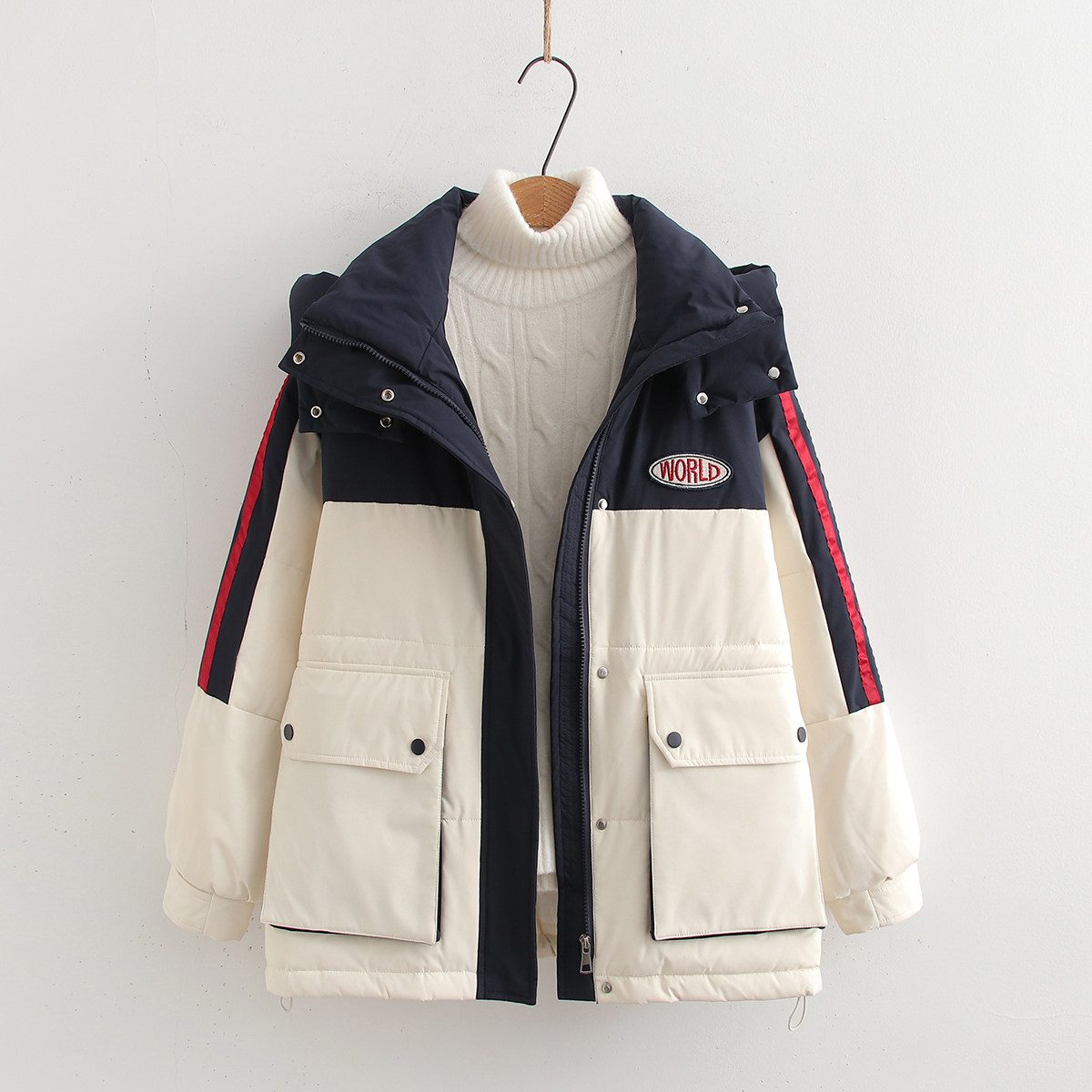 韩系棉常规连帽加厚羽绒服保暖好