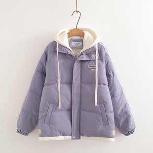 初中生棉服女2025冬季新学院加厚保暖连帽面包服高中学生羽绒棉衣