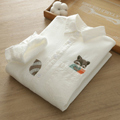 女士刺绣2025秋冬新款 寸衫 韩版 加绒白色衬衫 长袖 内搭打底加厚上衣