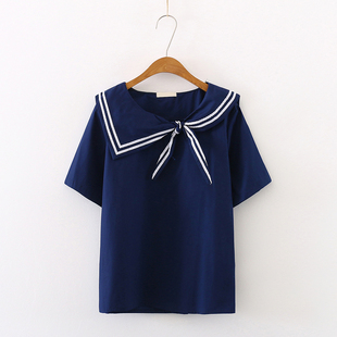 2026夏装女新款日系学院风女装学生装女生上衣短袖海军领衬衫套头