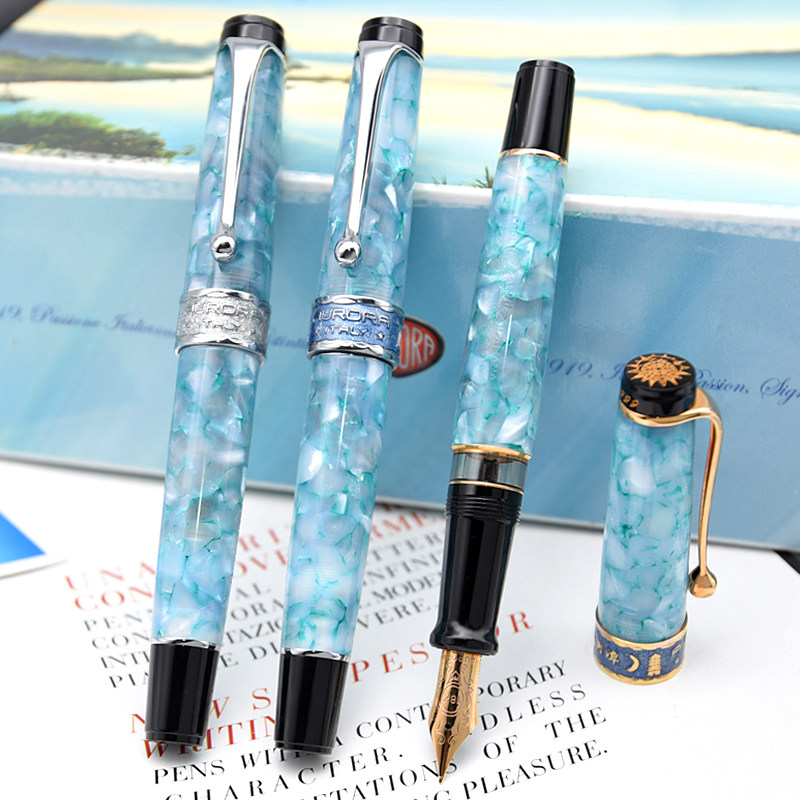 顺丰意大利aurora奥罗拉 日月潭sun moon lake 限量钢笔18k金