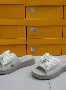 82018-153美之美仙女风蝴蝶结一字拖2025新款松糕厚底女夏凉拖鞋