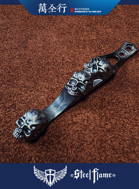 万全行 钢火Steel Flame Ti2联名版 三骷髅银笔夹高端EDC背夹