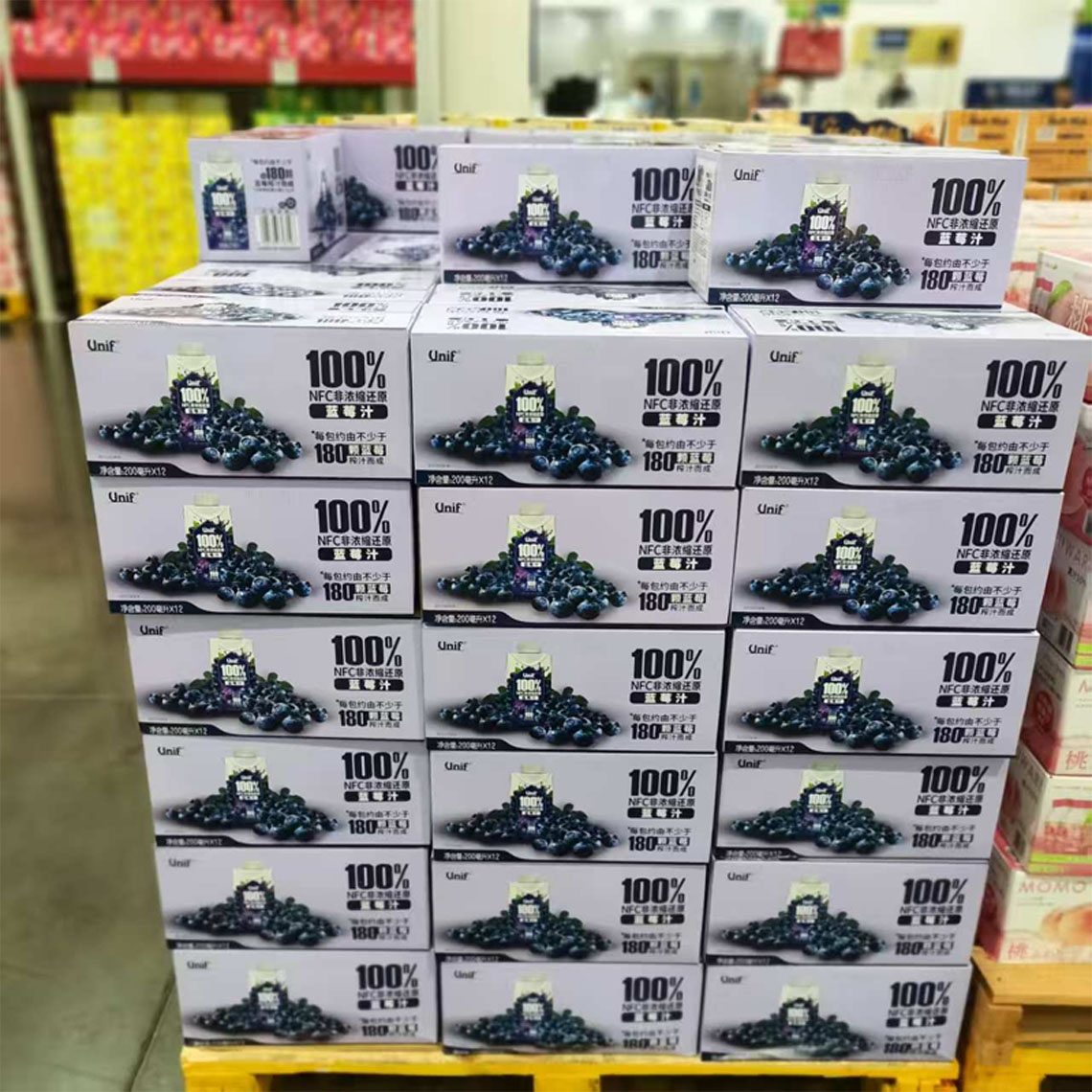 代购 Unif 100% NFC非浓缩还原蓝莓汁果汁饮料